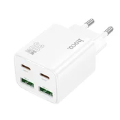 Hoco Mrežni polnilnik za telefon Hoco 2 x USB-C + 2 x USB-A QC3.0 PD 3A 30W N56, bel