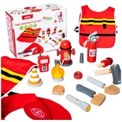 slomart Komplet malega gasilca LEAN TOYS, kostum, dodatki (14 delov)