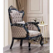 Casa Padrino luxury baroque armchair gray/blue/gold - Magnificent living room armchair with elegant pattern - Luxury living room furniture in baroque style - Baroque furniture