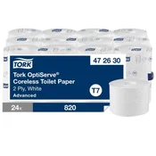Toaletni papir, brez jedra, sistem T7, dvoslojni, premer 13,1 cm, Advanced, TORK OptiServe, bel, 24 rolic