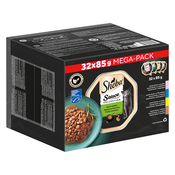 84 + 12 gratis! Sheba pladnji mokra mačja hrana 96 x 85 g - različice pladnji Sauce Lover (Lachs, Thunfisch, Huhn, Ente)