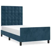Vidaxl Posteljni okvir brez vzmetnice temno moder 100x200 cm žamet