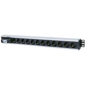 Intellinet Vertical Rackmount 12-Output Power Distribution Unit (PDU), EU CEE 7 /3 Outlets, With Single Air Switch, No Surge Protection, Built-in 1.6m Power Cord with EU CEE 7 /4 Plug