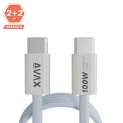 Kabl AVAX CB610LB Magnety / USB-C to USB-C / 100W / 1.5m braided / Light Blue