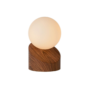 LUCIDE 45561/01/70 | Len Lucide stolna svjetiljka 16cm sa dodirnim prekidacem 1x G9 drvo, opal