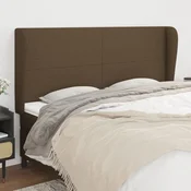 Vidaxl Vzglavje z ušesi temno rjavo 203x23x118/128 cm blago