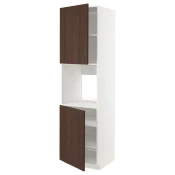METOD Vis.elem.pecn.s 2vrata/policama, bela/Sinarp smeda, 60x60x220 cm
