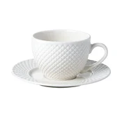 Garn. šolja za kafu Embossed Diamond 240ml 6/1 sa tanjiricima bela