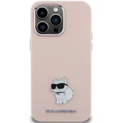 Karl Lagerfeld Karl Lagerfeld Silikonski kovinski zatič Choupette - Ohišje za iPhone 15 Plus (roza)