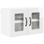 Vidaxl Stenski stekleni omarica PORTO Visok sijaj bela 60 x 31 x 40 cm