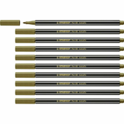 STABILO Pen 68 metallic, Srednji, 1 boje, Zlatno, Vrh u obliku metka, 1,4 mm, Crno, Zlatno