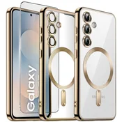 GS Komplet ovitkov za Samsung Galaxy S25 FE, Electro MagSafe, zlat + zaščita za zaslon