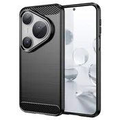 TPU gel ovitek Brushed Carbon za Huawei Pura 80 Pro/Pura 80 Ultra - črn