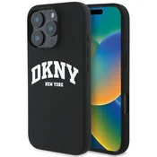 slomart Etui DKNY Silikon White Printed Logo MagSafe za iPhone 16 Pro - črno