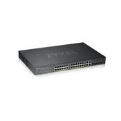 ZyXEL GS1920-24HPv2, 28 Port Smart Managed PoE Switch 24x Gigabit Copper PoE and 4x Gigabit dual pers., hybrid mode, standalone or NebulaFlex Cloud, 375 Watt PoE (GS192024HPV2-EU0101F)