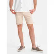Ombre Mens denim classic shorts with rolled up leg - cream