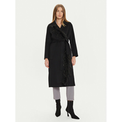 TWINSET Volneni plašč 242TP2065 Črna Regular Fit