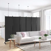Costway Prostorovni delilec 6 panelov 183 cm visok na kolesih siv