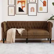 Dvosjed Chesterfield smedi od tkanine