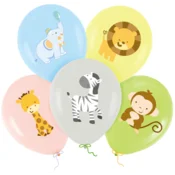 PartyPal Pastelni baloni ŽIVALI Zoo Safari rojstni dan 5 kosov.