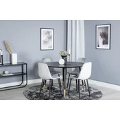 Venture Design Jedilna miza in stol komplet Dipp miza 115 cm in Polar stoli 52x86x44 cm črno in sivo