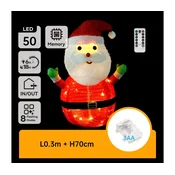 Aigostar - LED Božicna dekoracija za spoljašnju upotrebu 50xLED/3xAA 0,7m IP44 toplo svetlo Santa Claus