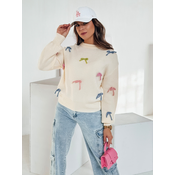 Sweter damski oversize TIELUSH w małe koakrdki beżowy Dstreet
