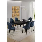 HANAH HOME Rasklopivi trpezarijski sto i stolice (7 delova) Enya Black Marble Anthracite