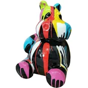 Casa Padrino designer decorative sculpture sitting hippopotamus black/multicolored H. 48 cm - Living room decorative figure - Garden decorative figure - Decorative animal figure