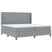 Vidaxl LED Box Spring Postelja Svetlo siva 200 x 200 cm blago