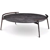 Casa Padrino luxury coffee table gray/bronze A� 106 x H. 35.5 cm - Aluminum living room table with marble top - Luxury living room furniture - Living room furnishings