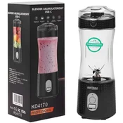 Prenosni polnilni mešalnik 380 ml USC-C 2 x 3000 mAh črne barve Kraft&Dele