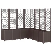 Vidaxl Cvetlično korito z oporno mrežo rjavo 160x160x140 cm PP