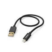 HAMA "Fabric" kabel za punjenje, USB-A - Lightning, 1,5 m, najlon, za iPhone, crni