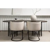 Venture Design Jedilna miza in stol komplet Stone Oval in Simrishamn 74x220x100 cm črna bež