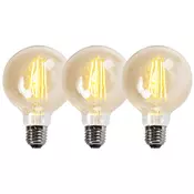 Set 3 E27 zatemnljivih LED žarnic G95 zlate 5W 450lm 2200K