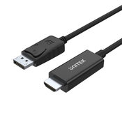 UNITEK Y-5118CA prilagodnik za video kabel 1,8 m HDMI Tip A (Standard) DisplayPort Crno