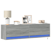 Zidni TV ormaric s LED svjetlima siva boja hrasta 140x31x38 cm