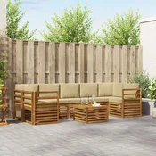 Set vanjskih sofa 8 pcs Prirodna i bež Cvrsto drvo akacije