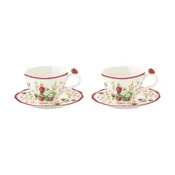 Set of 2 coffee cups with saucers, porcelain, 120ml, Jardin des Frais