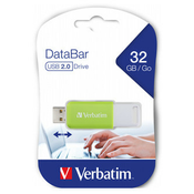 Verbatimov pomnilnik USB, USB 2.0, 32 GB, DataBar, zelen, 49454, za arhiviranje podatkov