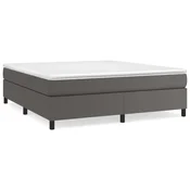 Vidaxl Posteljni okvir z vzmetmi siv 180x200 cm umetno usnje
