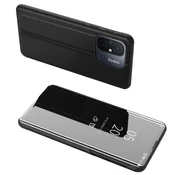 shumee Sijajna preklopna torbica za Xiaomi Redmi 11A/Poco C55/Redmi 12C Clear View Case črna