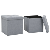 vidaXL Zložljivi stolčki 2 kosa umetno platno 38x38x38 cm svetlo sivi