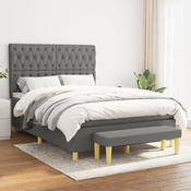 Greatstore Box spring posteljni z vzmetnico temno siv 140x190 cm blago