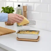 IKEA 365+ Posuda za hranu s poklopcem, pravougaono nerdajuci celik/bambus, 1.0 lPrikaži specifikacije mera