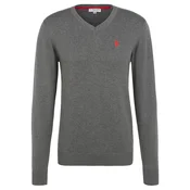 U.S. POLO ASSN. Pulover  temno siva / neonsko oranžna