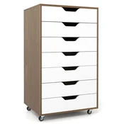 Costway Mobilni organizator za shranjevanje z 7 predali in 4 univerzalnimi kolesci, oreh