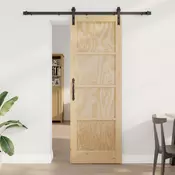 vidaXL Drsna vrata Naravna in črna 73,5 x 211 cm Trdna borovina