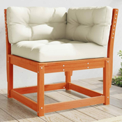Greatstore Vrtni kotni kavč z blazinami rjav 73x73x78 cm trdna borovina